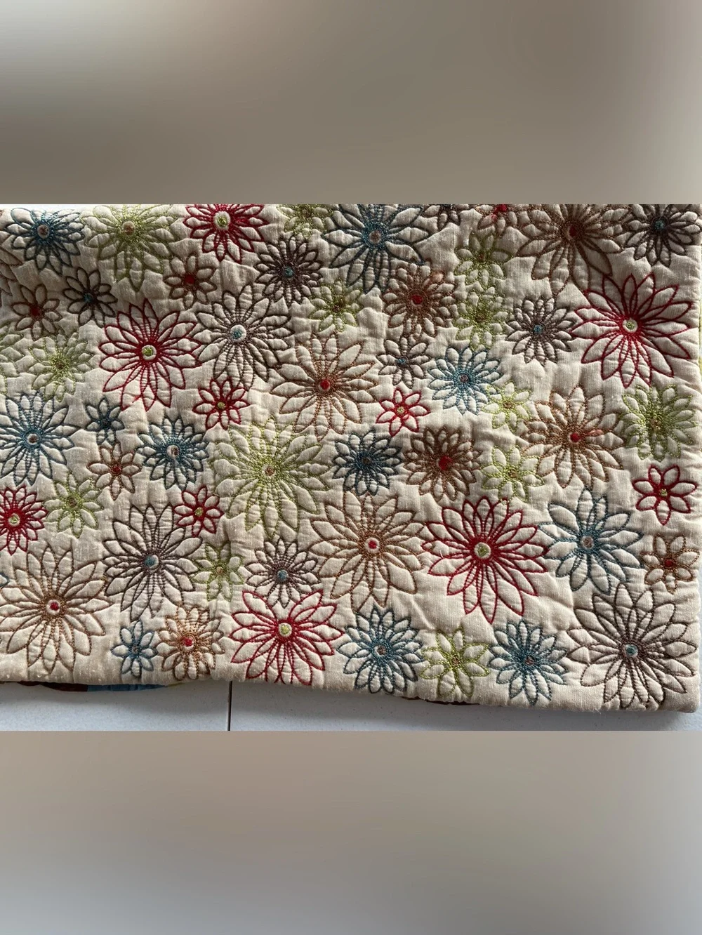 Pier 1 Embroidered Floral Lumbar Pillow Cover Multicolor Boho